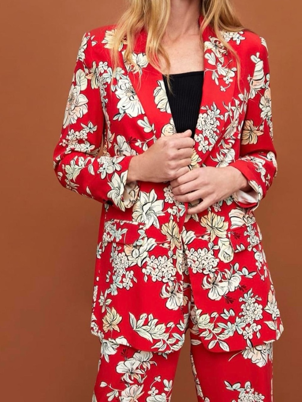 Zara Beautiful Floral Open Blazer Blogger Favorite